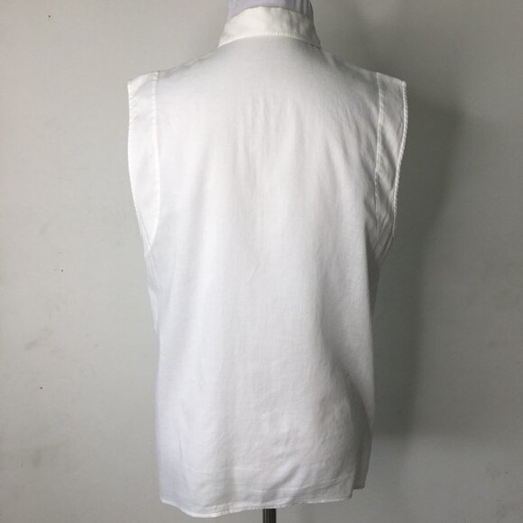 Helmut Lang Women's White 100% Cotton Sleeveless Button Down Shirt Size Medium - Picture 11 of 16
